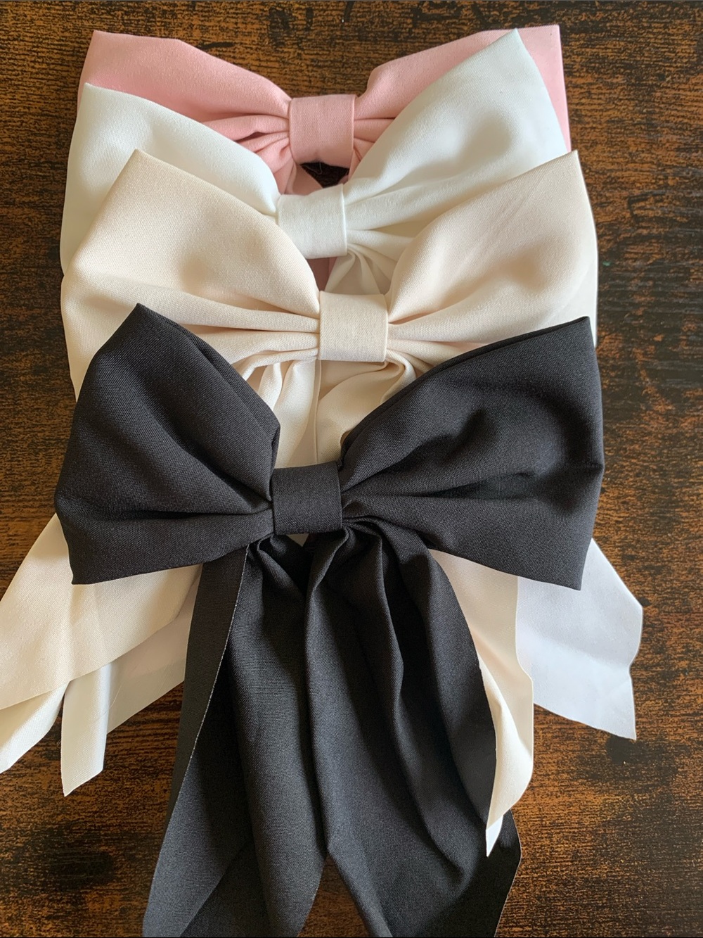Set of 4 Hair Bows- Black, Cream, Pink, White